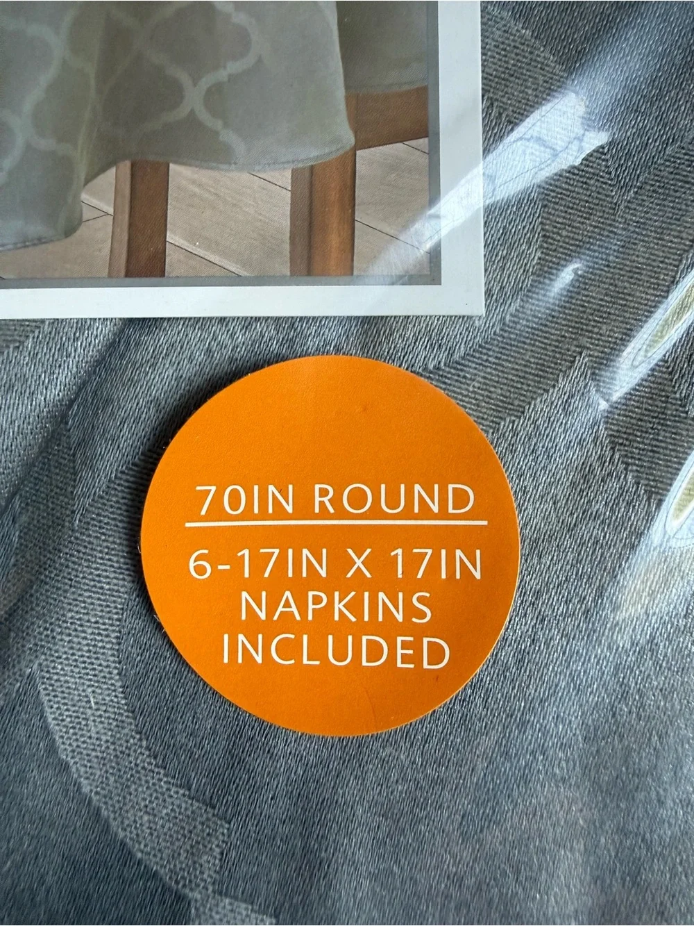 Huntington Home Gray Jacquard 70” Tablecloth & 6 Napkin Set Modern Farmhouse NIP